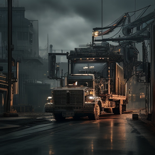 Mechanical moving system.
gloomy, dark. gears. in custom style