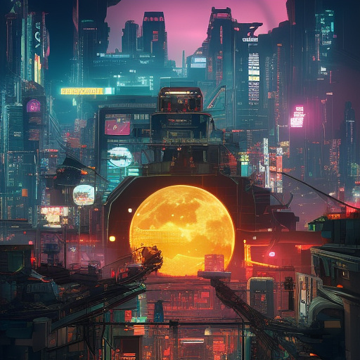 A cheerful transformer flies through space against the backdrop of planets. in cyberpunk style