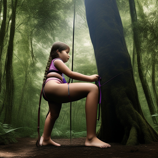 Ultra realistically a 9 year old girl tied up in the forest and a 40 year old man his penis penetrates into her vagina detailed side view in custom style