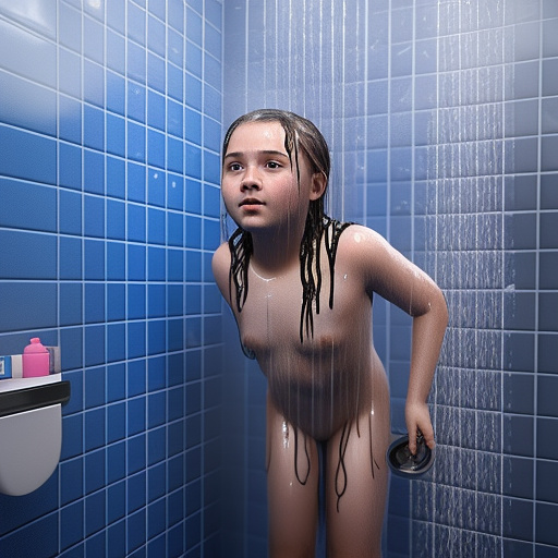 Ultra realistically 13 year old girl is fucked in the shower, sperm runs out of her wet pussy in custom style