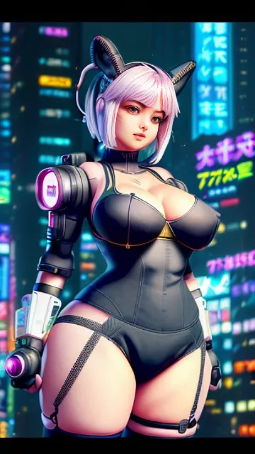Stuffing judy, night-city, big boobs, cyberpunk 2077, anime style. in anime style