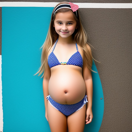 Preggo 12-year-old girl of 50 weeks at school wearing a little bikini  in custom style