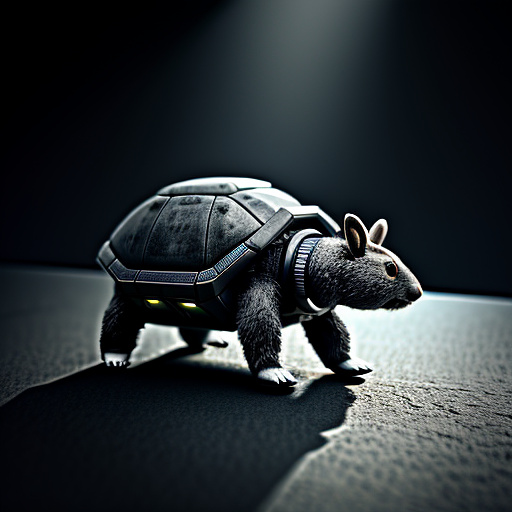 A little grey bear, a little rabbit and a little turtle were humiliated. in sci-fi style
