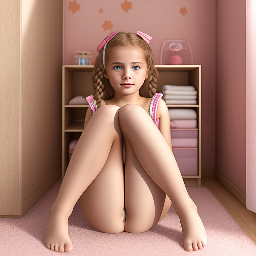 Ultra realistic in my room sits a sweet 10 year old german girl without panties, you can see her pussy in custom style