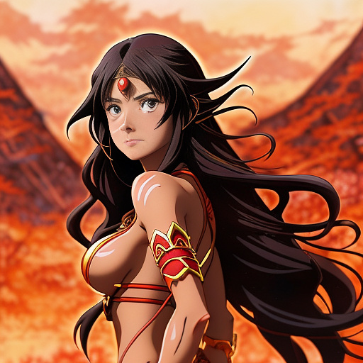 Dejah thoris with red skin in anime style