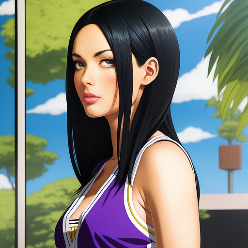 Nico robin on the lakers basketball team in anime style