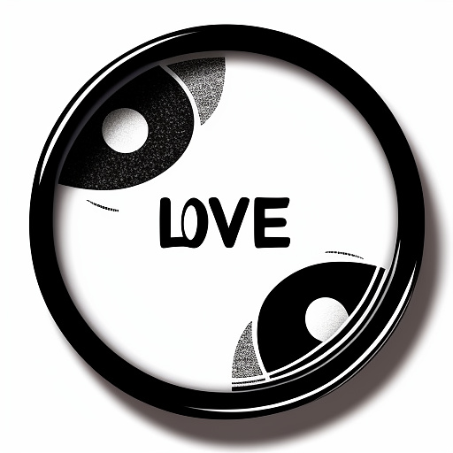 Write love and hate in yin yang form  in custom style