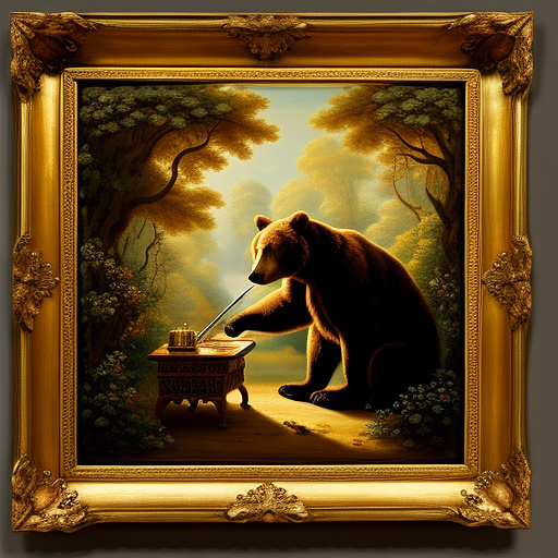 a wild bear with a soldering iron

 in rococo style