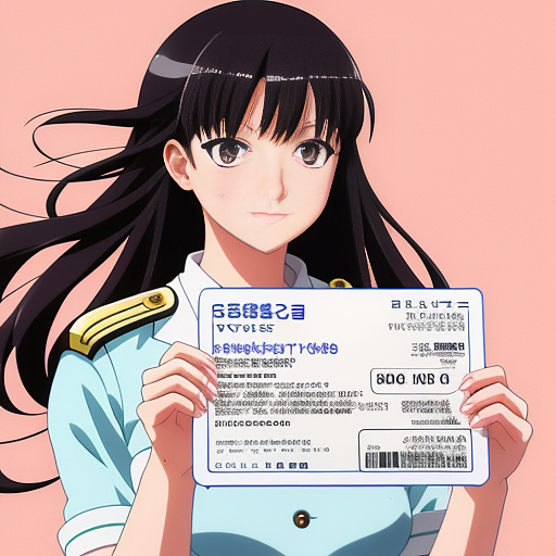 A woman showed her driving license to the police highway patrol in anime style