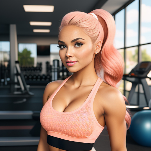 Woman peach at the gym in disney painted style