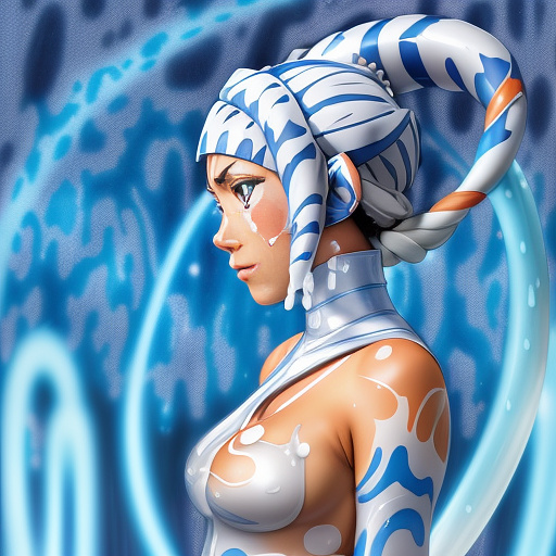 Ahsoka tano covered in cum in anime style