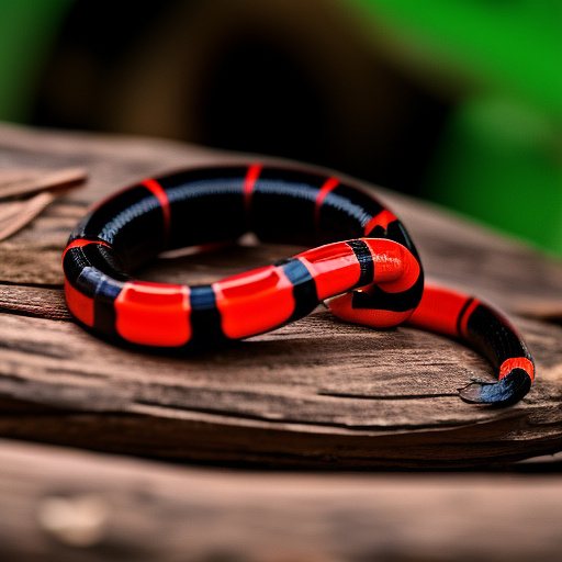 Coral snake eating its own tail in circle. in custom style