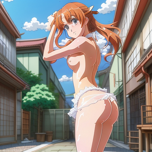 Sexe girl washing  in anime style
