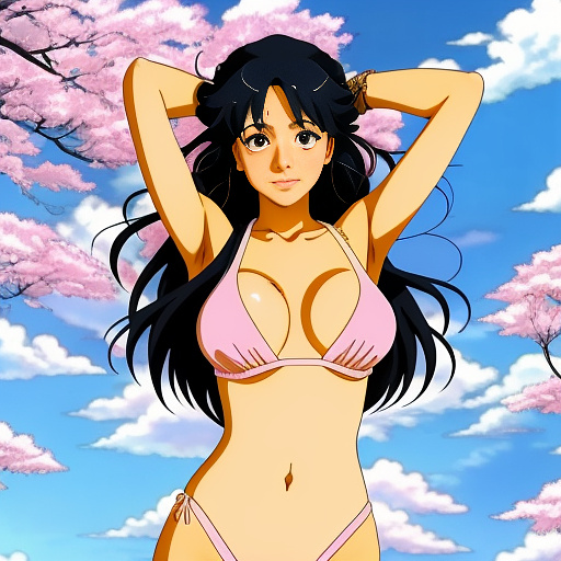 An indian woman putting off clothes  in anime style