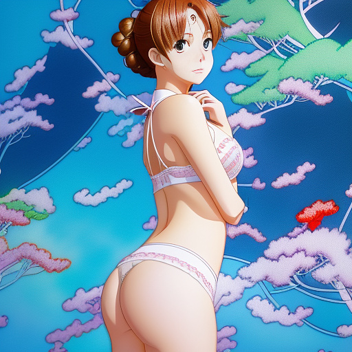With underwear in anime style