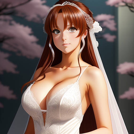 Sexy bride in anime style